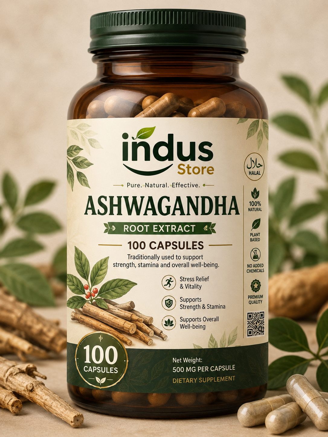 Ashwagandha Root Extract 500 mg – 100 Capsules